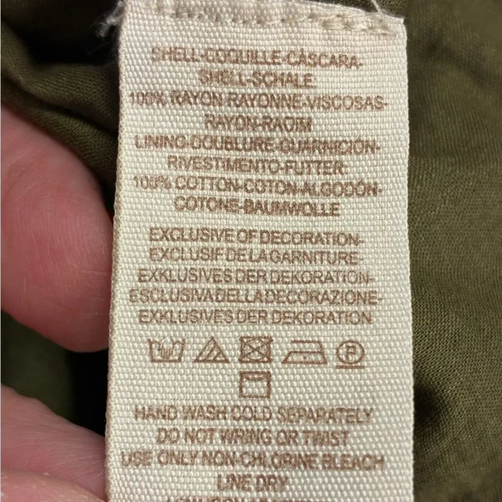 FREE PEOPLE Austin Embroidered Mini Dress Olive Green Women’s Size Small POCKETS